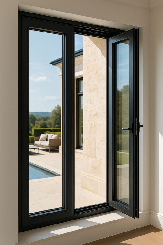 ventana de aluminio abierta